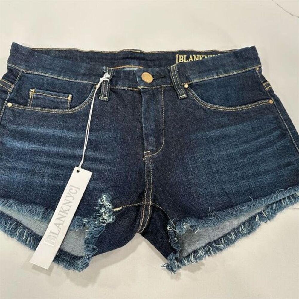NWT BLANKNYC Women's Dark Wash Denim Cut-Off Shorts‎ Size 27 Frayed Hem
